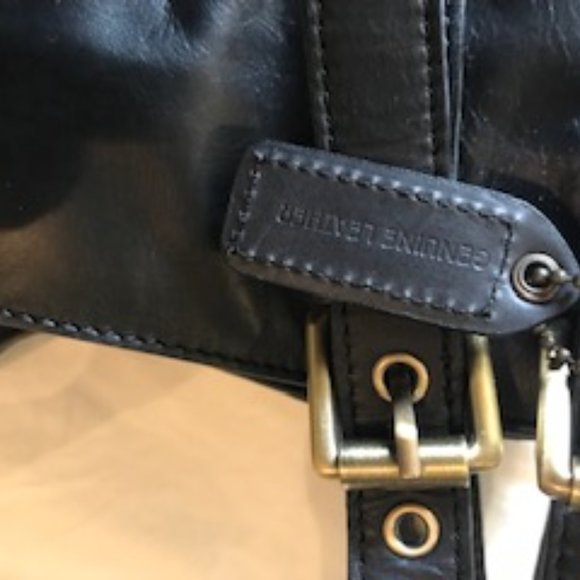 Danier Black Leather Handbag with Trendy Buckles - Picture 6 of 6